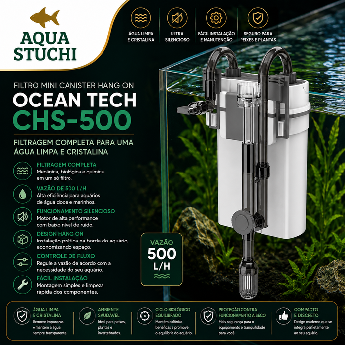 Filtro Mini Canister Hang On Ocean Tech CHS-500 – Externo para Aquários 127V