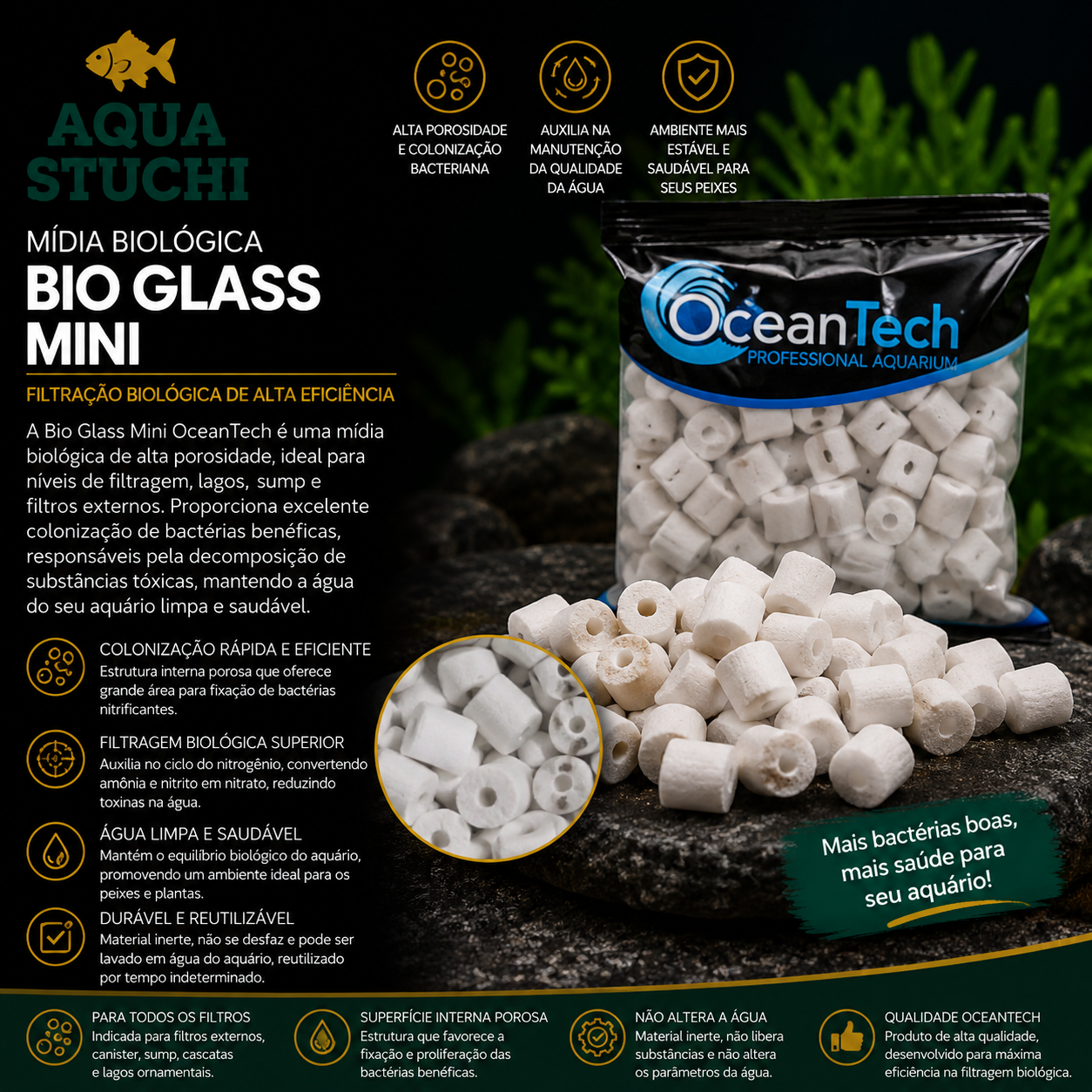 Mídia Biológica Bio Glass Mini 100ml