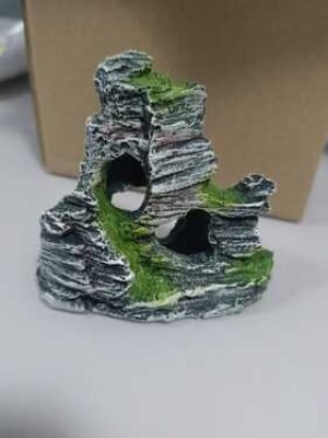 Enfeite De Resina Ocean Tech : Rocha Com Buracos 11cm Cor Cinza